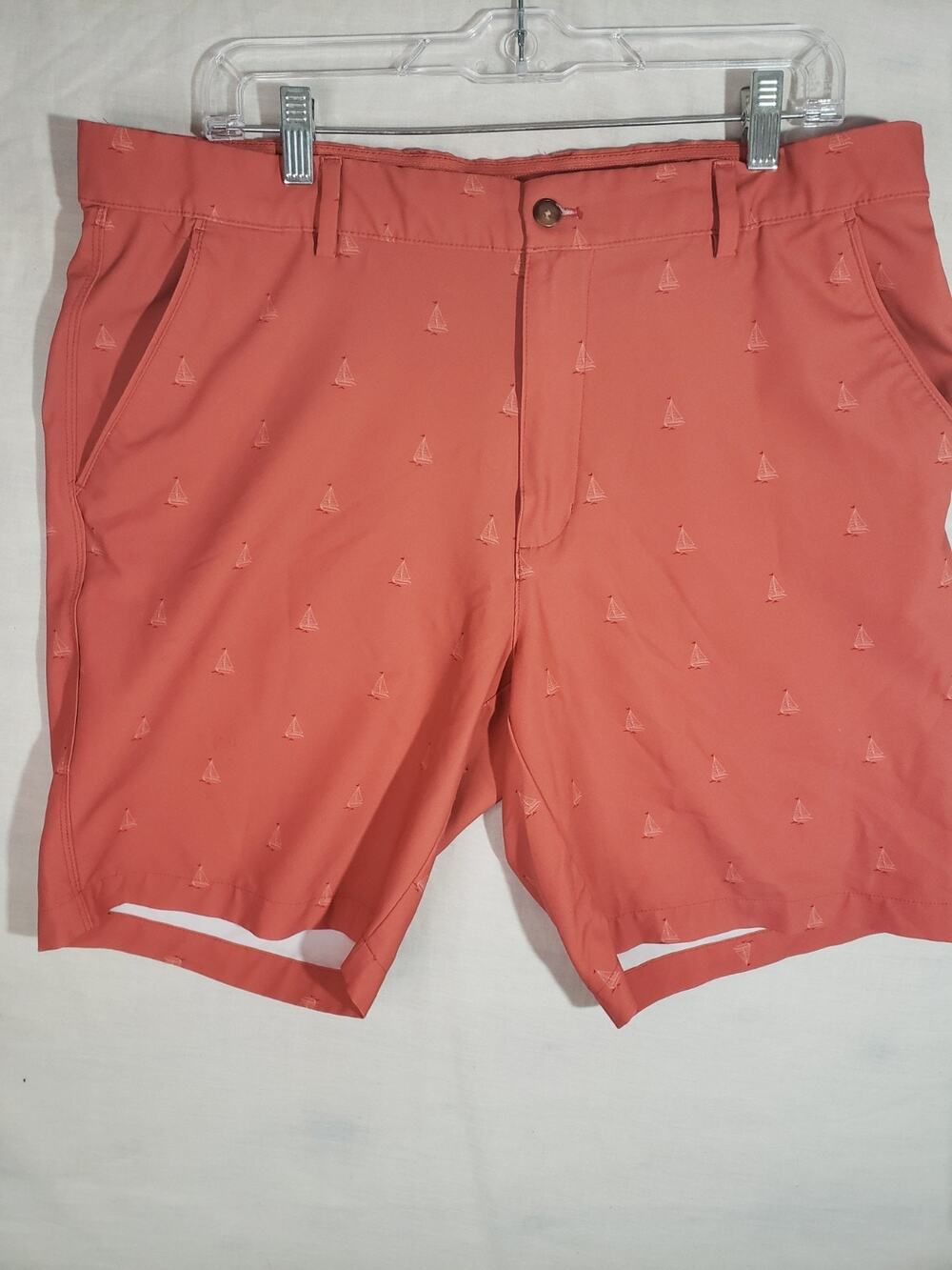Greg Norman Collection Orange Sailboat print Golf Shorts Size 36 R328